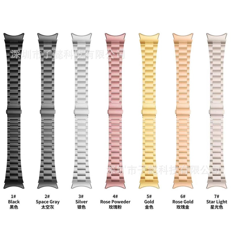 سوار ساعة ذكية سوار معدني من الستانلس ستيل متوافق مع Samsung Galaxy Watch 7 بملاءمة قابلة للتعديل وحزام بديل باللون ذهبي وردي قابل للتعديل - Image 2