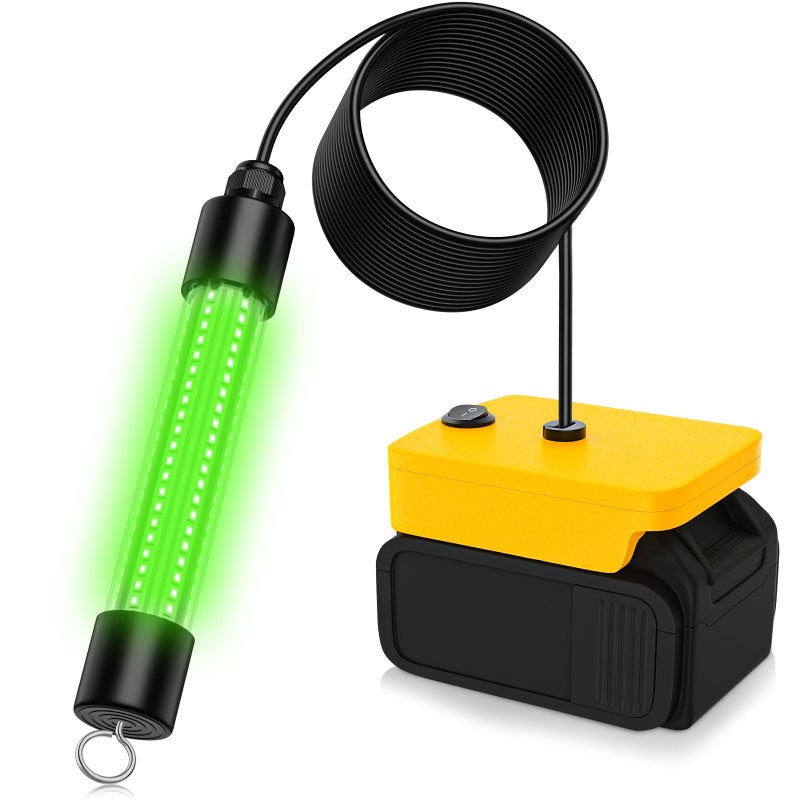 Dinftin Underwater Fishing Light Compatible for DeWalt 20V BatteryBattery Not Included IP68 Waterproof 1300 Lumens LED Submersible Green Fish Attractor Light for NightIceBoat Fishing - Image 2