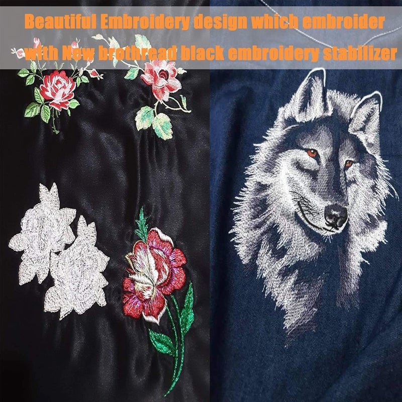 New brothread Black Cut Away Machine Embroidery Stabilizer Backing 12" x 25Yd roll - Medium Weight 2.5 oz - 2 Options - 3 Options - Tear Away/Cut Away/No Show Mesh - Image 5