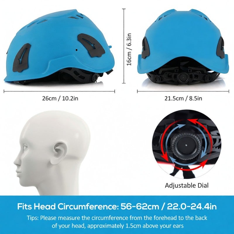 Climbing Helmet Blue Strong Plastic Shell & EPS Foam Shock Absorption - Universal Headlamp Clips Safety Helmet for Night Climbing Cycling MTB Riding - Image 3
