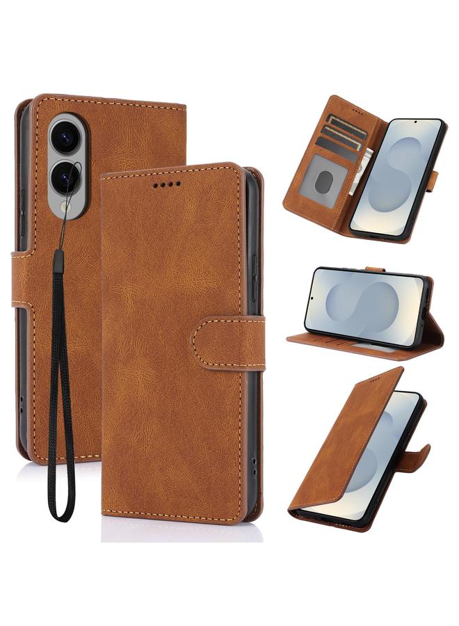 S-TOP Case For Samsung Galaxy S25 Edge 5G Fantasy Skin-feel Calfskin Texture Leather Phone Case - Image 1