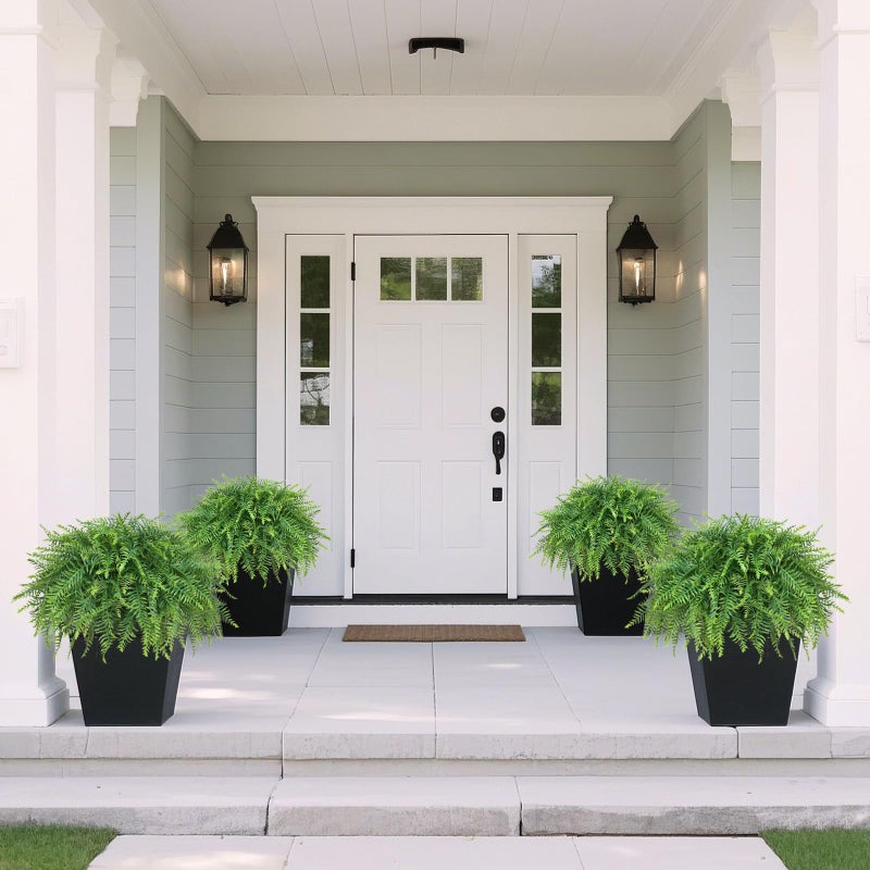 Juxdp 21" Artificial Ferns Plants Topiary - 2 Set for Front Porch Decoration,Fake Boston Fern Potted Plants Faux Greenery Bush UV Resistant for Outdoor Indoor Door Garden Farmhouse Home Decor (Green) - Image 5