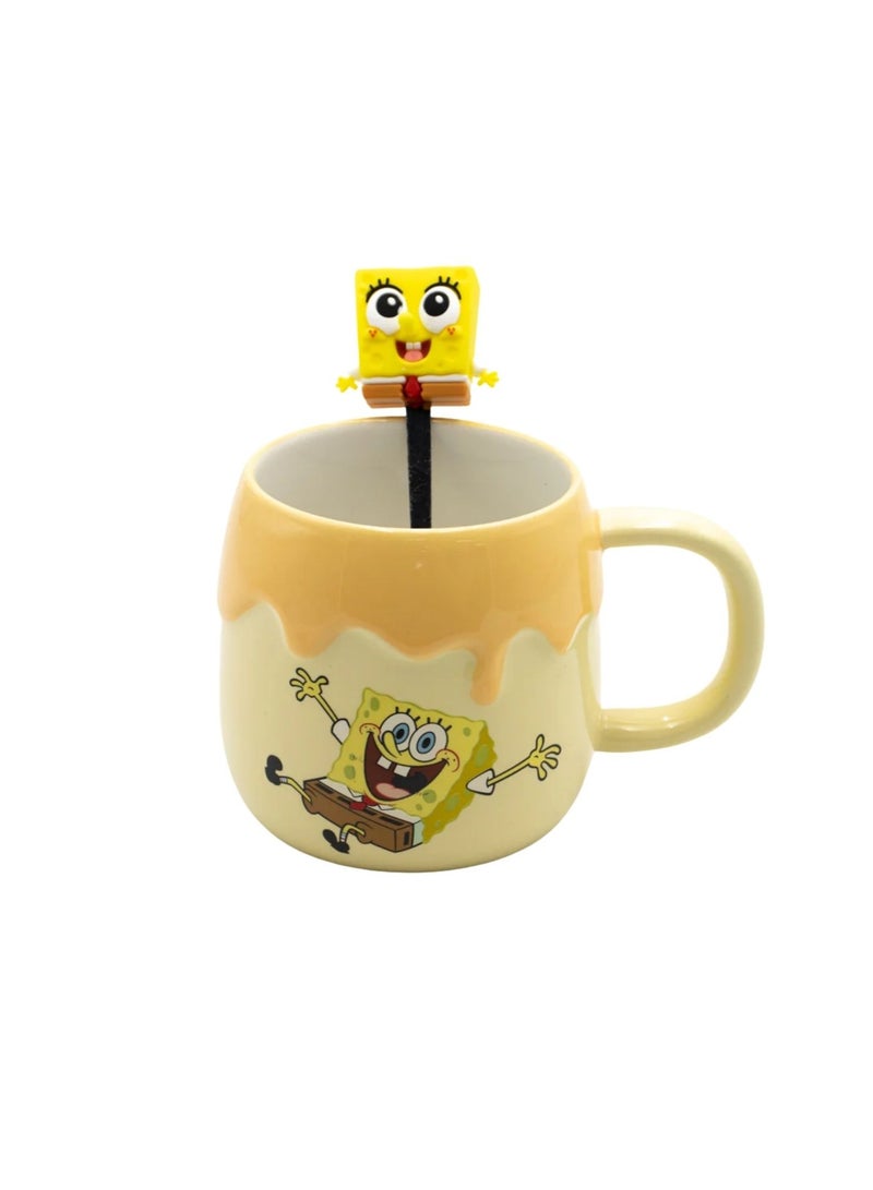 ديزني كوب سيراميك سبونج بوب سكوير بانتس بغطاء وملعقة – “أفضل يوم على الإطلاق” كوب قهوة | تصميم كرتوني ثلاثي الأبعاد، تغليف صندوق هدايا لطيف | كوب سبونج بوب ممتع للأطفال والمراهقين والبالغين – 400 مل - Image 2