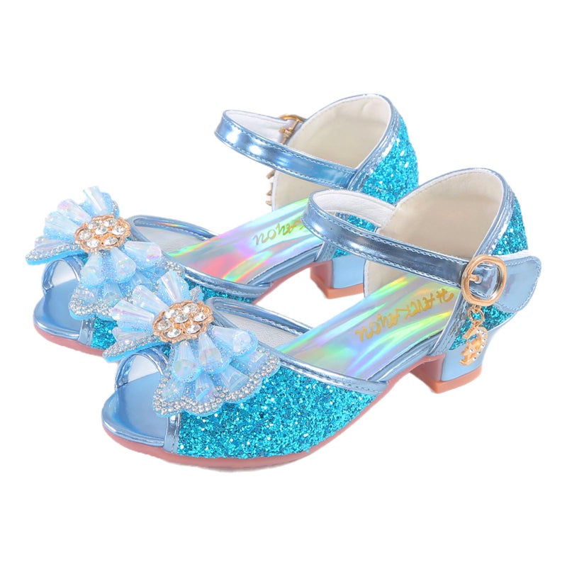 ALPHELIGANCE Girls Dress Princess Shoes Sparkly Glitter Ballet Flats for ToddlerKids Party Wedding Dress Up096B5Blue25 - Image 2