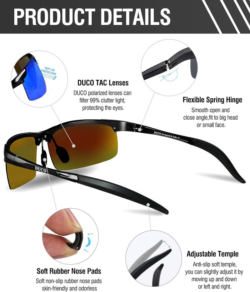 Duco Mens Sports Polarized Sunglasses UV Protection Sunglasses for Men 8177s - Image 5