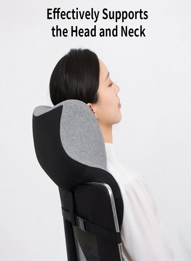 Shapeazy Office Chair Headrest, Adjustable Neck Support Pillow with Removable Washable Cover - Head Rest Attachment for Office Chairs and Wheelchairs, Neck Pillow for Desk Chair Napping (Grey) - Image 2