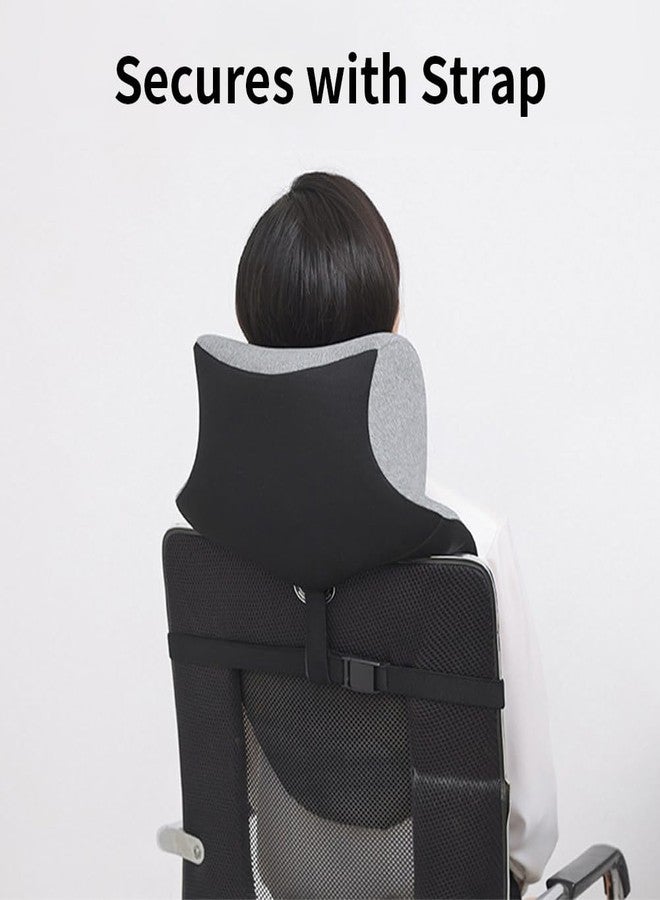 Shapeazy Office Chair Headrest, Adjustable Neck Support Pillow with Removable Washable Cover - Head Rest Attachment for Office Chairs and Wheelchairs, Neck Pillow for Desk Chair Napping (Grey) - Image 3