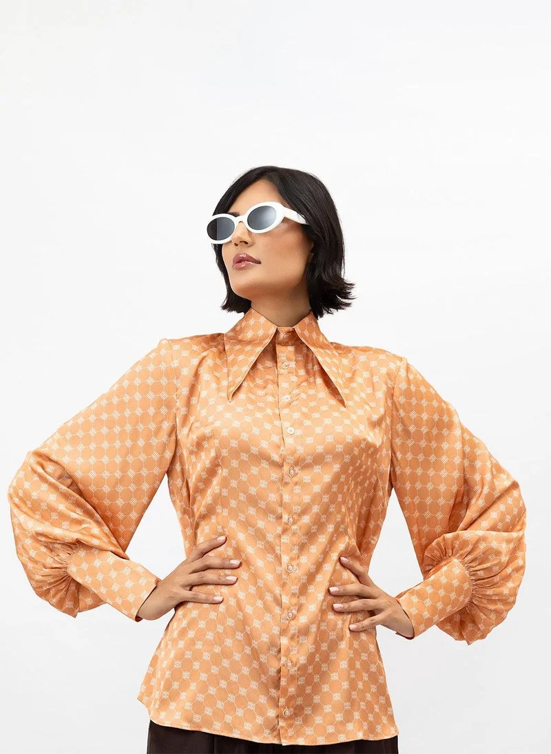 JANARA JONES Apricot Crush Satin Stella Blouse