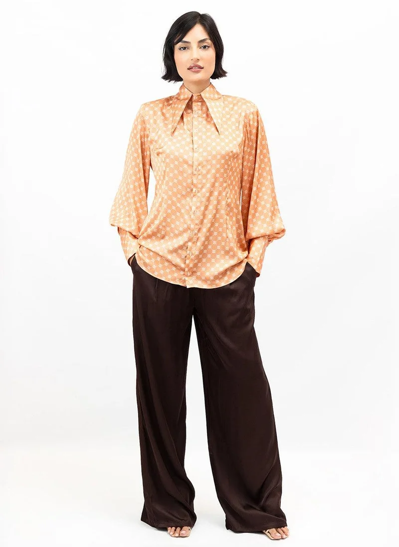 Janara Jones  Apricot Crush Satin Stella Blouse for Women | Best Price UAE