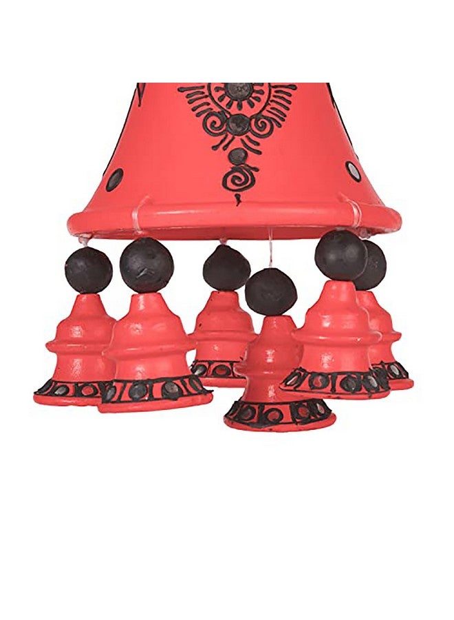 Shabana Art Potteries Terracotta Decorative Hanging Bell showpiece (Red, 19 inch) - Image 3