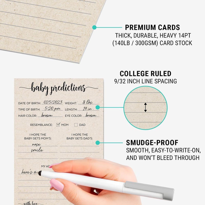 321Done بطاقات توقعات ونصائح للأطفال 321Done، مصنوعة في الولايات المتحدة - 4x6 تان، ألعاب وأنشطة حفلات الأطفال بأسلوب بسيط وممتع، لعبة كشف الجنس الفريدة - مجموعة من 50 - Image 3