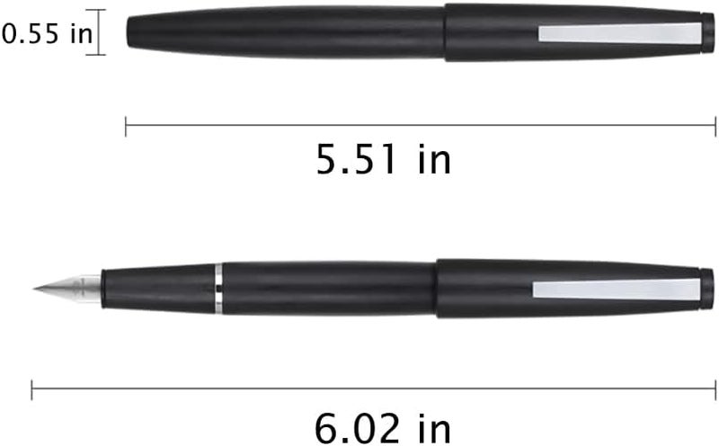 Wikult Jinhao 80 Black Fiber Brushed Fountain Pen, Iridium Ultra Fine Nib with Ink Converter, Classic Design Smooth Writing Pen (Silver Clip) - Image 1