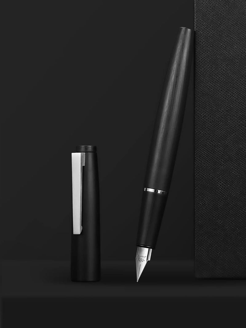 Wikult Jinhao 80 Black Fiber Brushed Fountain Pen, Iridium Ultra Fine Nib with Ink Converter, Classic Design Smooth Writing Pen (Silver Clip) - Image 4