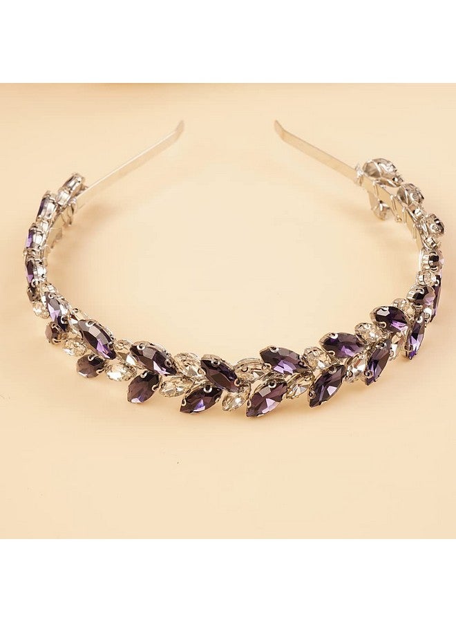 BERYUAN Wedding Tiaras And Crowns Crystal Wedding Headband Teardrop Purple Crystal Rhinestone Wedding Hair Accessories Crystal Wedding Headbands For Women - Image 4