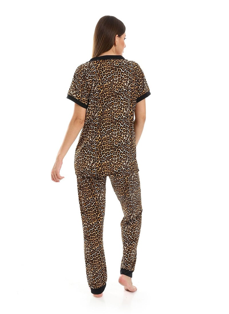 Caesar - Women Pajama Set With Pants And Button Design - Image 1