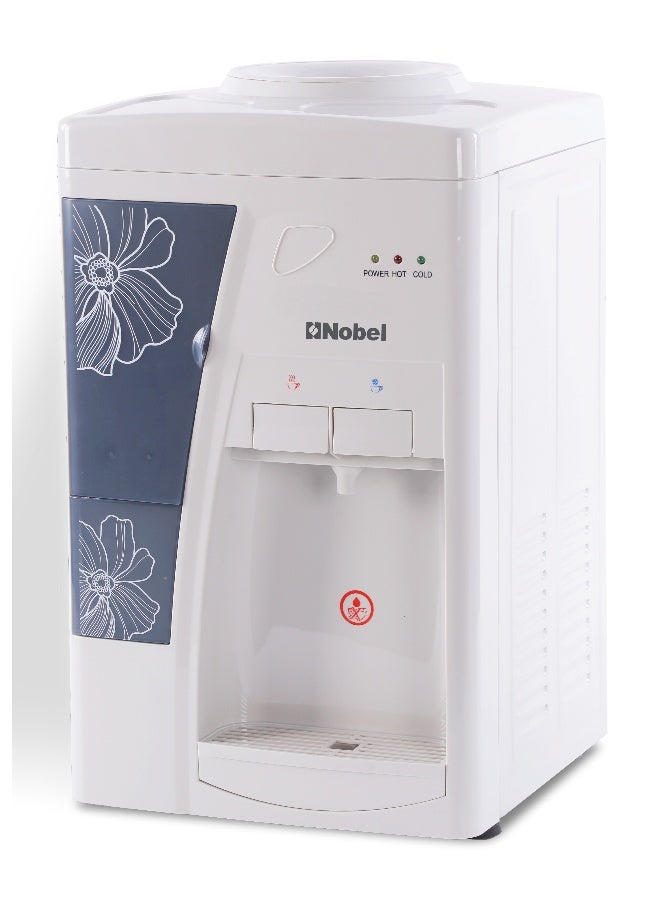Nobel Table Top Water Dispenser 550W Hot & Cold, Compressor Cooling System, 5L Hot/2L Cold Per Hour, Top Loading, Heating - (1 Year Warranty) NWD557 white - Image 1