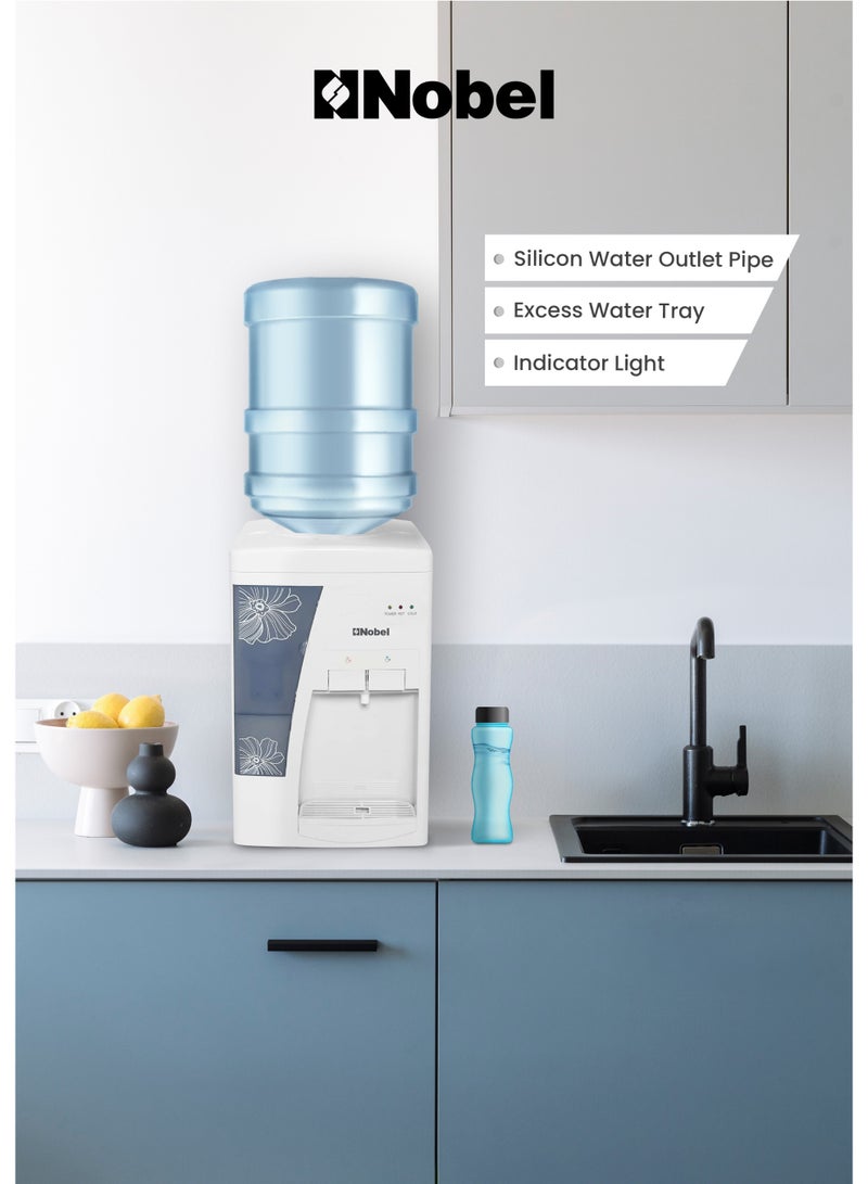 Nobel Table Top Water Dispenser 550W Hot & Cold, Compressor Cooling System, 5L Hot/2L Cold Per Hour, Top Loading, Heating - (1 Year Warranty) NWD557 white - Image 5