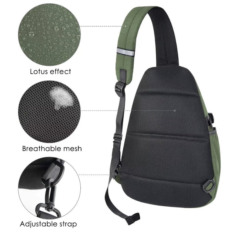 TITECOUGO Sling Backpack Travel Shoulder Bag Lightweight Chest Daypack One Strap Crossbody Bags Camp Day Packs for Women and Men Hiking Accessories Large Green - Image 3