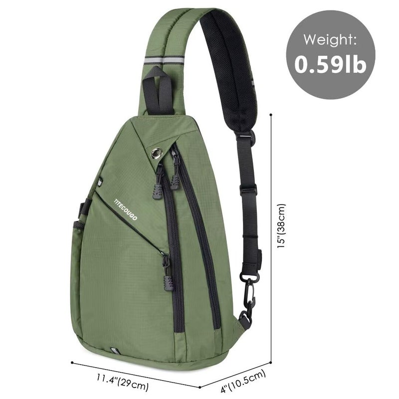 TITECOUGO Sling Backpack Travel Shoulder Bag Lightweight Chest Daypack One Strap Crossbody Bags Camp Day Packs for Women and Men Hiking Accessories Large Green - Image 5