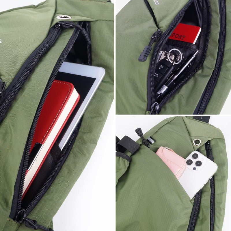 TITECOUGO Sling Backpack Travel Shoulder Bag Lightweight Chest Daypack One Strap Crossbody Bags Camp Day Packs for Women and Men Hiking Accessories Large Green - Image 4
