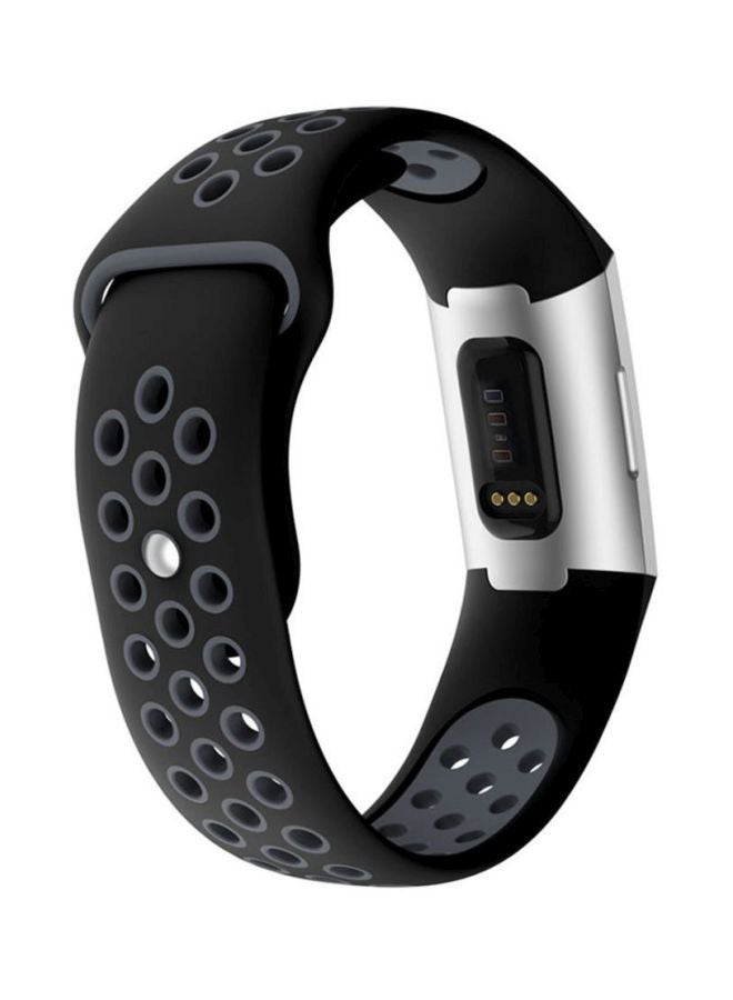 Replacement Strap Band For Fitbit Charge 3 Black/Grey - Image 3