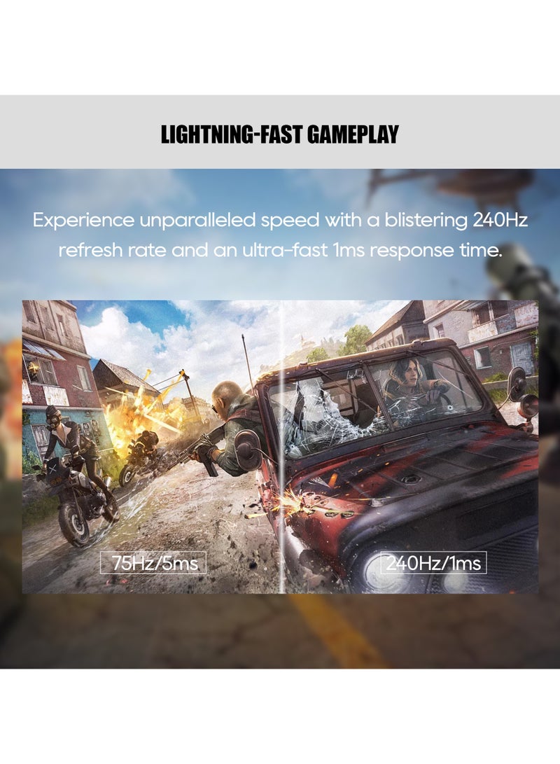 GXM EW27RFA-240Hz 27”Curved Frameless Ultra-Fast Gaming Monitor, FHD1920x1080 @ 240Hz, 16:9, Free Sync & G-Sync, 15000R Curved panel, 27” LED Backlight, 1ms Response, 16.7M colors, w/Speaker, Black  - Image 2