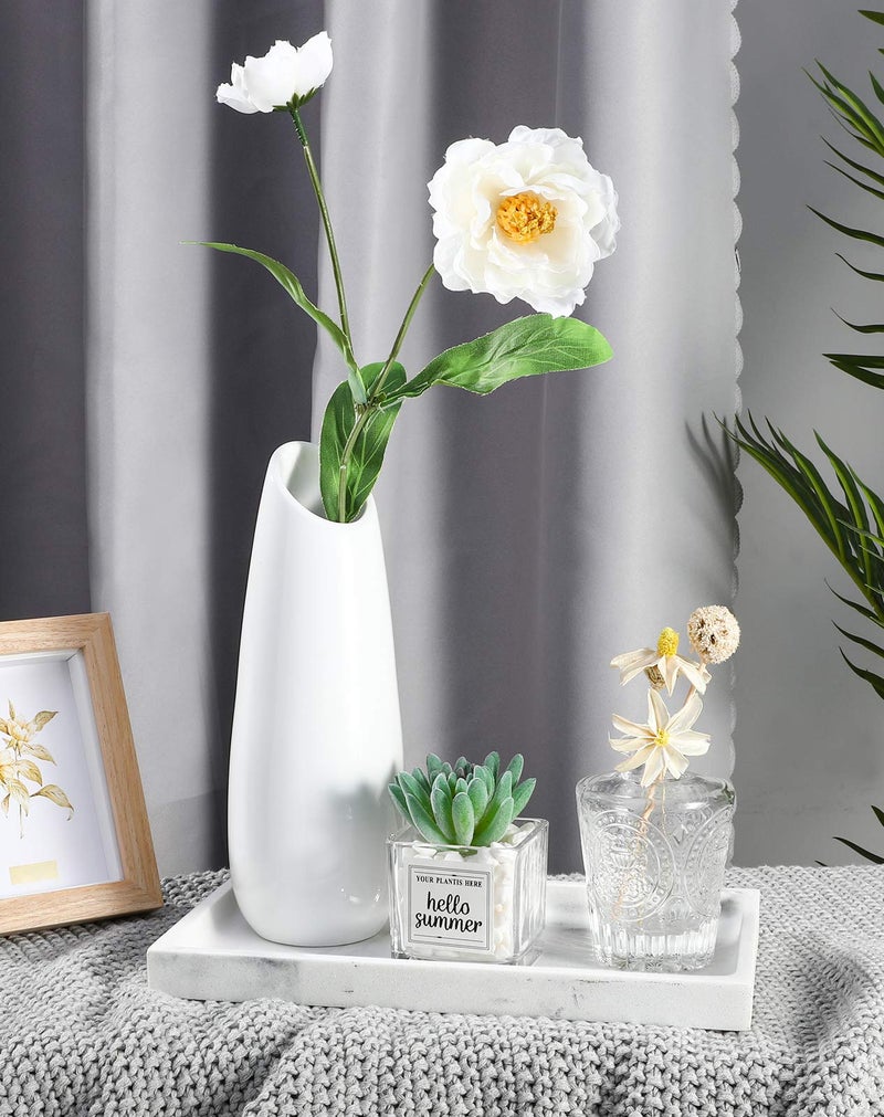 Luxspire Bathroom Vanity Tray, Resin Dresser Jewelry Ring Dish Tank Storage Kitchen Sink Countertop Organizer Plate Holder for Perfume Candles Soap Towel Plant Bathroom Accessories, M, Gravel White - Image 4