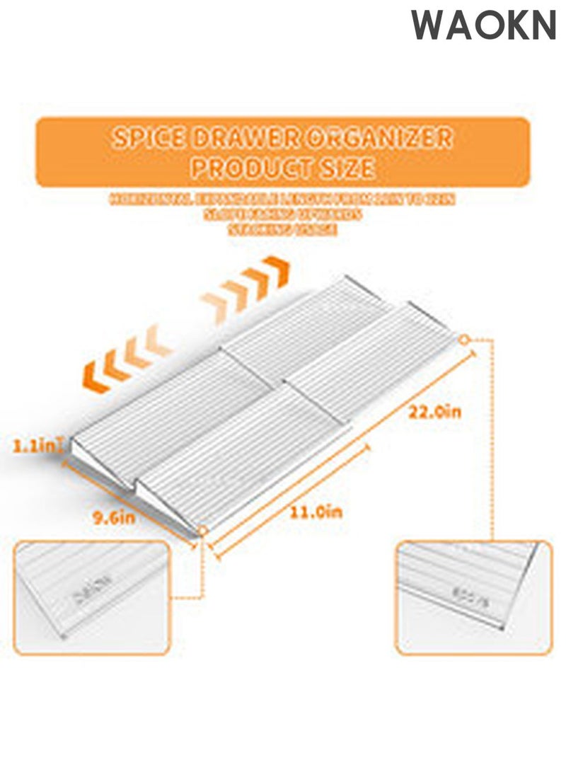 WAOKN pice Drawer Organizer, 4 pairs of 8 pieces Clear Acrylic Drawer Seasoning Organizer, Expandable Kitchen Spice Rack Organizers and Storage for Drawer Safe Grade Finis(Jars not included) - Image 5