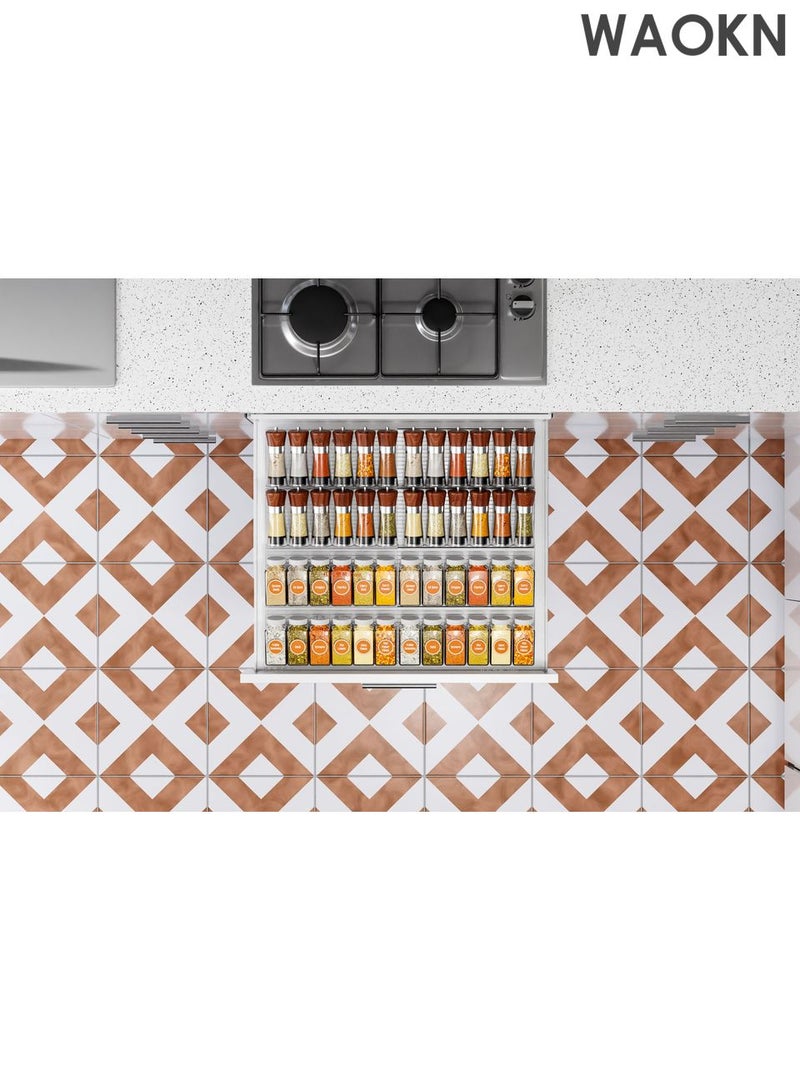 WAOKN pice Drawer Organizer, 4 pairs of 8 pieces Clear Acrylic Drawer Seasoning Organizer, Expandable Kitchen Spice Rack Organizers and Storage for Drawer Safe Grade Finis(Jars not included) - Image 4