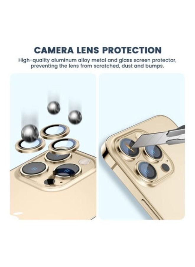 ACLIX Camera Lens Protector, Keep Original Camera HD Glass Metal Camera Lens Screen Cover Film for iPhone 14 Pro Max / 14 Pro Accessories Gold - Image 3