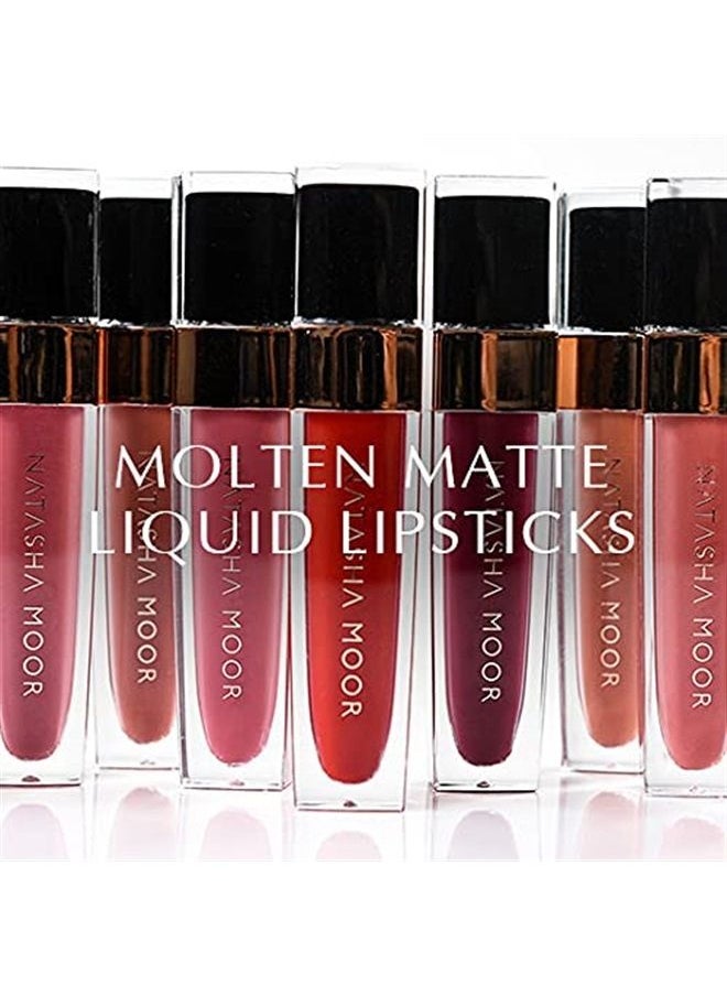 NATASHA MOOR - Molten Matte Lipsticks Set of 4 - Long-lasting Lip Stick, Smudge-proof, Hydrating Formula with Vitamin E, Cruelty Free - Powerhouse Fall in Love Collection - Image 1
