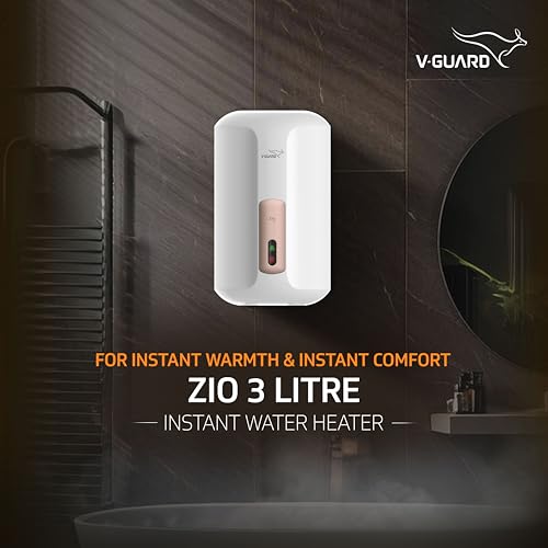 V-Guard Zio Pro 3 Litre Instant Water Heater | Advanced Multi-Layered Safety | 3000 W Powerful Heating | Suitable For Kitchen & Bathroom | 5 Year Tank Warranty by V-Guard | White-Metallic Rose Gold - Image 2