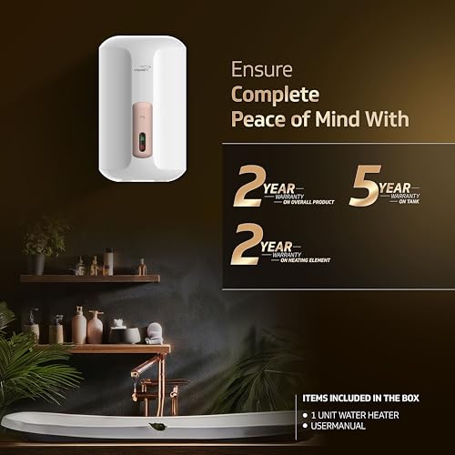 V-Guard Zio Pro 3 Litre Instant Water Heater | Advanced Multi-Layered Safety | 3000 W Powerful Heating | Suitable For Kitchen & Bathroom | 5 Year Tank Warranty by V-Guard | White-Metallic Rose Gold - Image 4