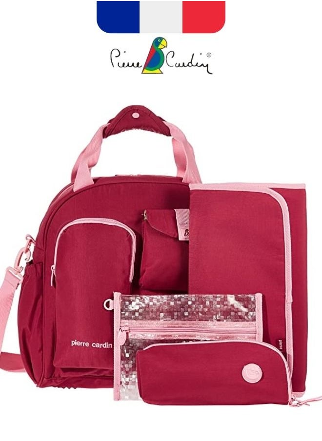 pierre cardin - Diaper Bag Set of 5 comes with a changing mat bottle warmer and waterproof compartment for wet and grubby items and is made of skin friendly materials - Image 1