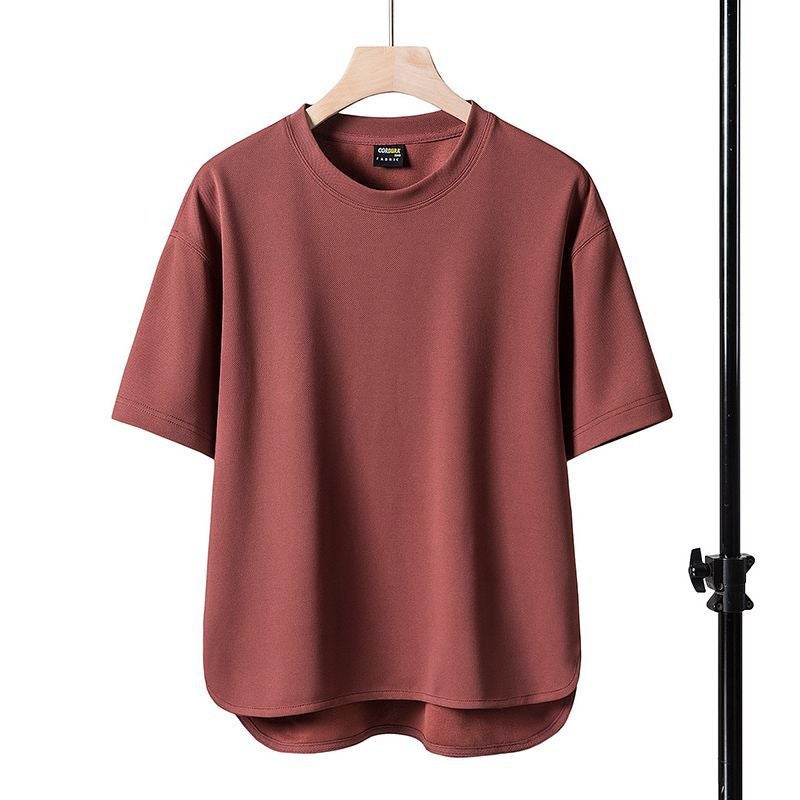 Short-Sleeved T-Shirt Men'S 2024 Casual Pullover Half-Sleeved Plus Size Top Solid Color Round Neck All-Match Trendy T - Image 5