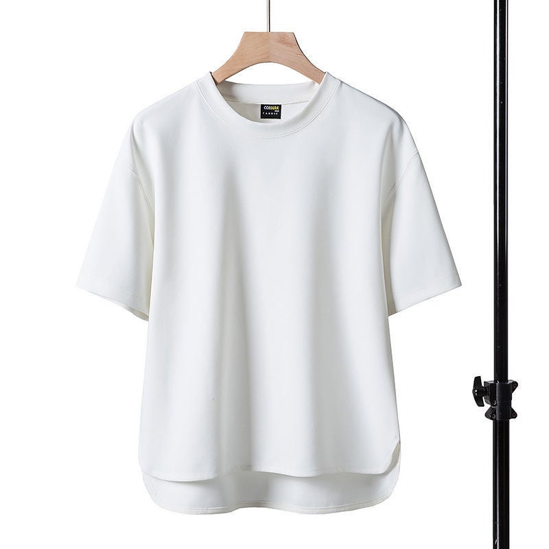 Short-Sleeved T-Shirt Men'S 2024 Casual Pullover Half-Sleeved Plus Size Top Solid Color Round Neck All-Match Trendy T - Image 3