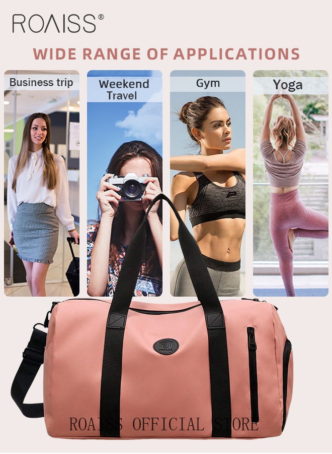roaiss Lightweight Portable Duffle Bag for Women Large Capacity Solid Color Versatile Luggage Zipper Bag Unisex Sports Fitness Bag with Wet Pocket and Shoes Compartment for Travel Workout Gym - Image 4