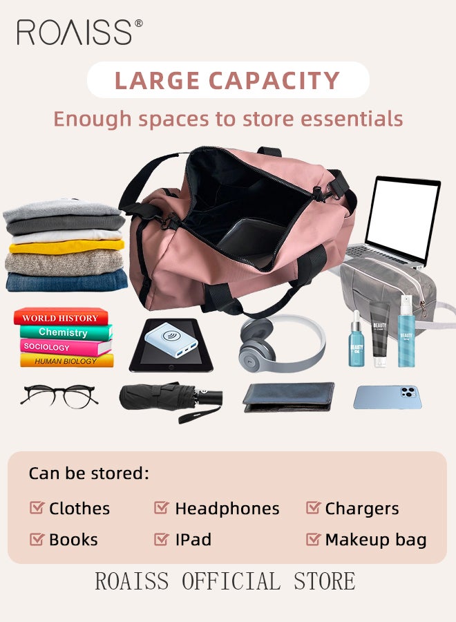 roaiss Lightweight Portable Duffle Bag for Women Large Capacity Solid Color Versatile Luggage Zipper Bag Unisex Sports Fitness Bag with Wet Pocket and Shoes Compartment for Travel Workout Gym - Image 2