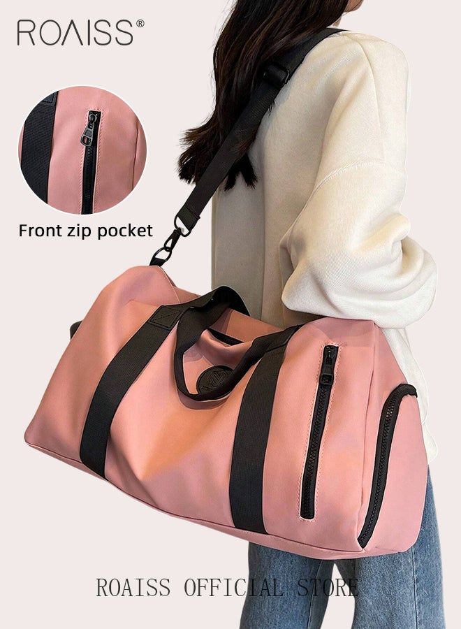 roaiss Lightweight Portable Duffle Bag for Women Large Capacity Solid Color Versatile Luggage Zipper Bag Unisex Sports Fitness Bag with Wet Pocket and Shoes Compartment for Travel Workout Gym - Image 3