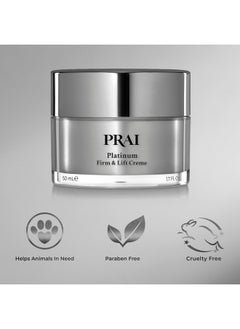 PRAI Beauty Platinum Firm And Lift Creme, Firming And Hydrating Face Moisturizer For Dry Skin And All Skin Types, Face Moisturizer For Skin Firming And Lifting, 1.7 Oz 