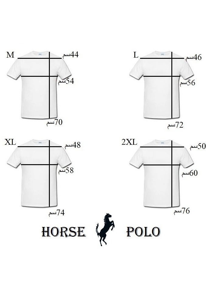 Horse Polo - Horse Polo Round Neck T-Shirt Off-White Printed, HP Club - Image 1