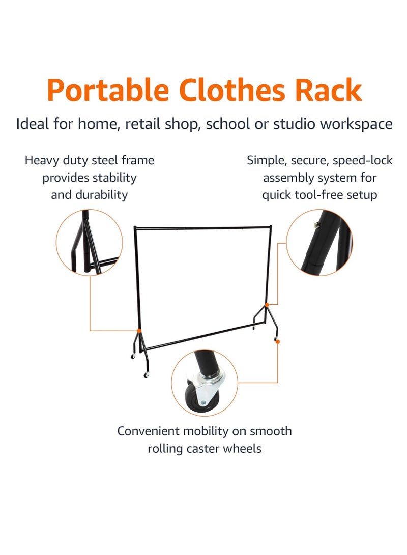 كيلا رف ملابس متحرك عالي التحمل، منظم ملابس معلق للعرض والتخزين، - أسود - Image 3