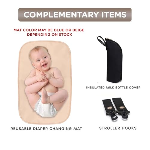 Motherly Crown Combo Melange Fabric Diaper Bag for Mothers for Travel With Warranty | Spacious Diaper Bags for Mom | baby bag for mother travel | Maternity Bags for Mother and Baby - Black And Grey - Image 3