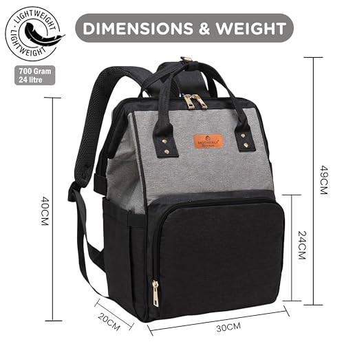 Motherly Crown Combo Melange Fabric Diaper Bag for Mothers for Travel With Warranty | Spacious Diaper Bags for Mom | baby bag for mother travel | Maternity Bags for Mother and Baby - Black And Grey - Image 5