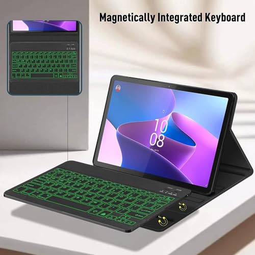typecase Keyboard Case for Lenovo Tab P12 (12.7 Inch)-TB-370FU, Slim Smart Cover, 7 Color Backlit, Lightweight, Magnetically Detachable Wireless Bluetooth Keyboard, Mutiple Viewing Angle-Black - Image 4