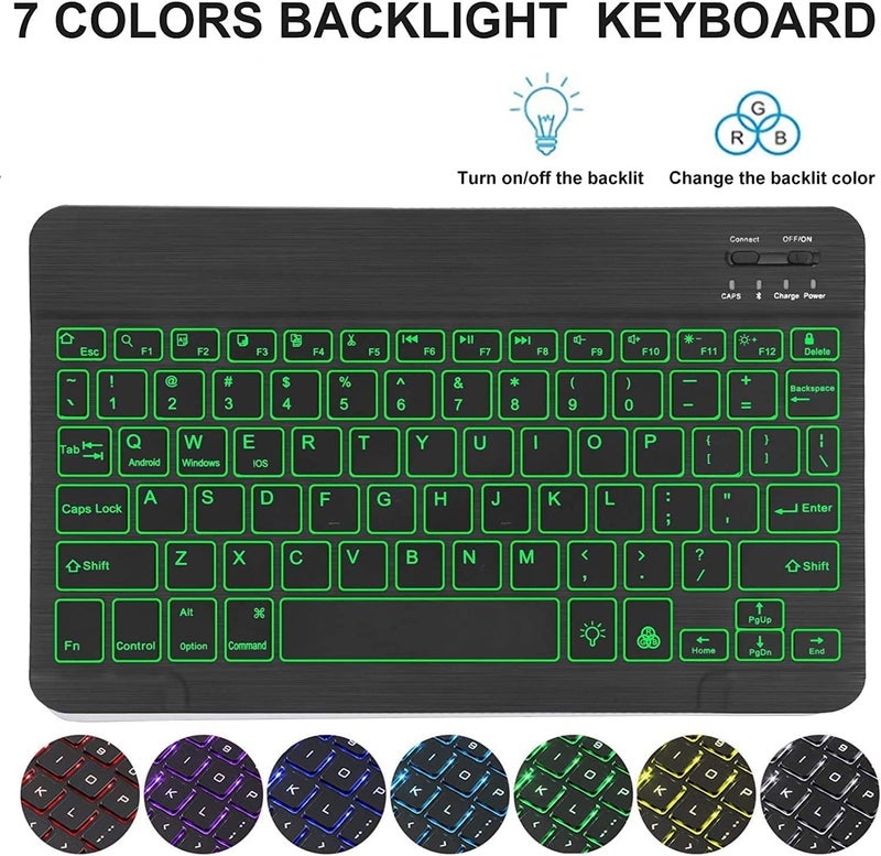 typecase Keyboard Case for Lenovo Tab P12 (12.7 Inch)-TB-370FU, Slim Smart Cover, 7 Color Backlit, Lightweight, Magnetically Detachable Wireless Bluetooth Keyboard, Mutiple Viewing Angle-Black - Image 5