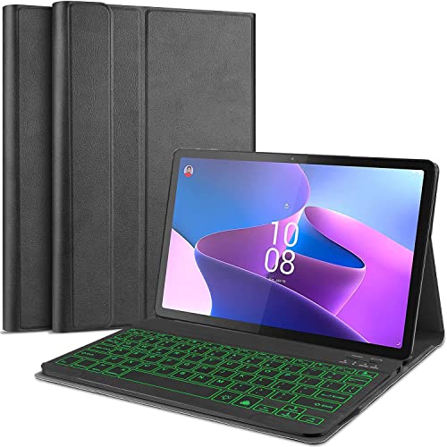 typecase Keyboard Case for Lenovo Tab P12 (12.7 Inch)-TB-370FU, Slim Smart Cover, 7 Color Backlit, Lightweight, Magnetically Detachable Wireless Bluetooth Keyboard, Mutiple Viewing Angle-Black - Image 1