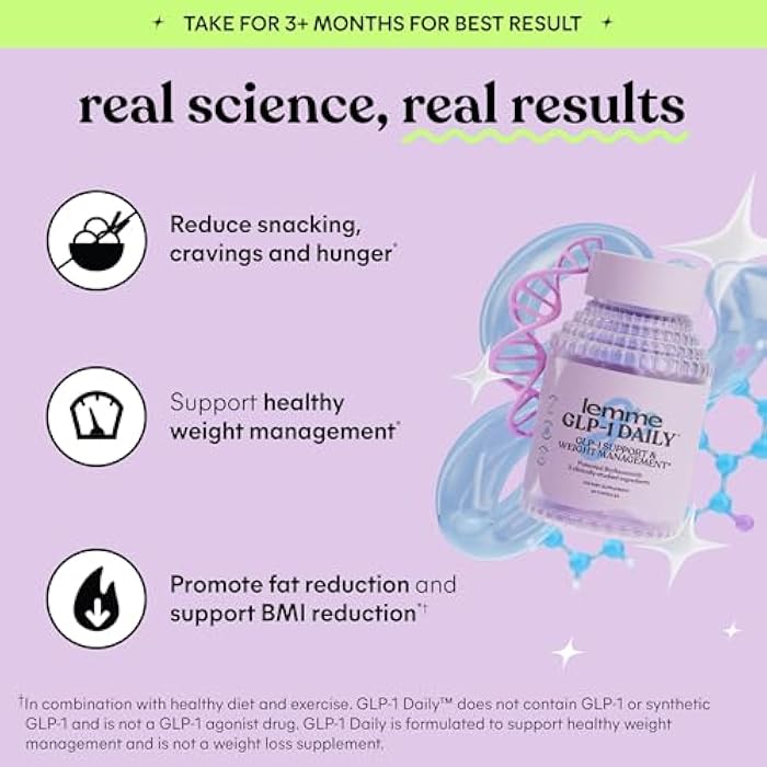 Lemme GLP-1 Daily, Clinically Studied Ingredients to Reduce Hunger & Cravings, Promote GLP-1 Production, Support Fat Loss and Weight Management, 1 Month Supply (60 Capsules) - Image 3