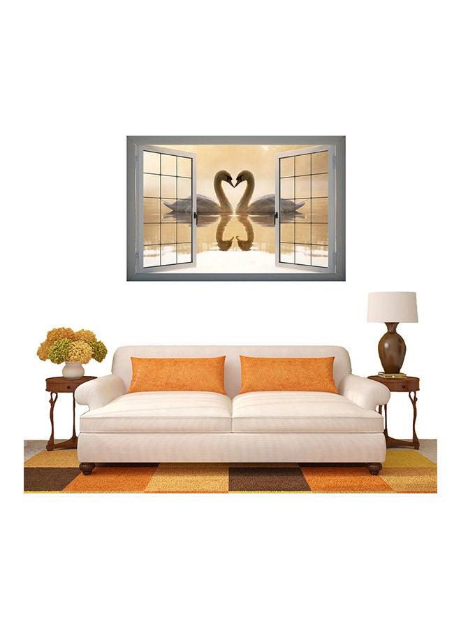 NIBEMINENT 3D Swans Couple Window View Wall Sticker Multicolour 68x6x6cm - Image 2