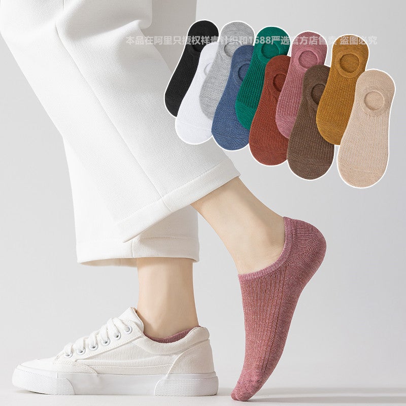 Boat Socks Women'S Striped Silicone Non-Slip With Men'S And Women'S Cotton Socks Japanese Zhuji Socks Invisible Socks - Image 2